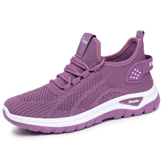 Damen nan sockenähnlicher Strick-Fit Sneaker mit elastischer Schnürung, gelochter Fersenverstärkung und dämpfender Plateau-Sohle EB