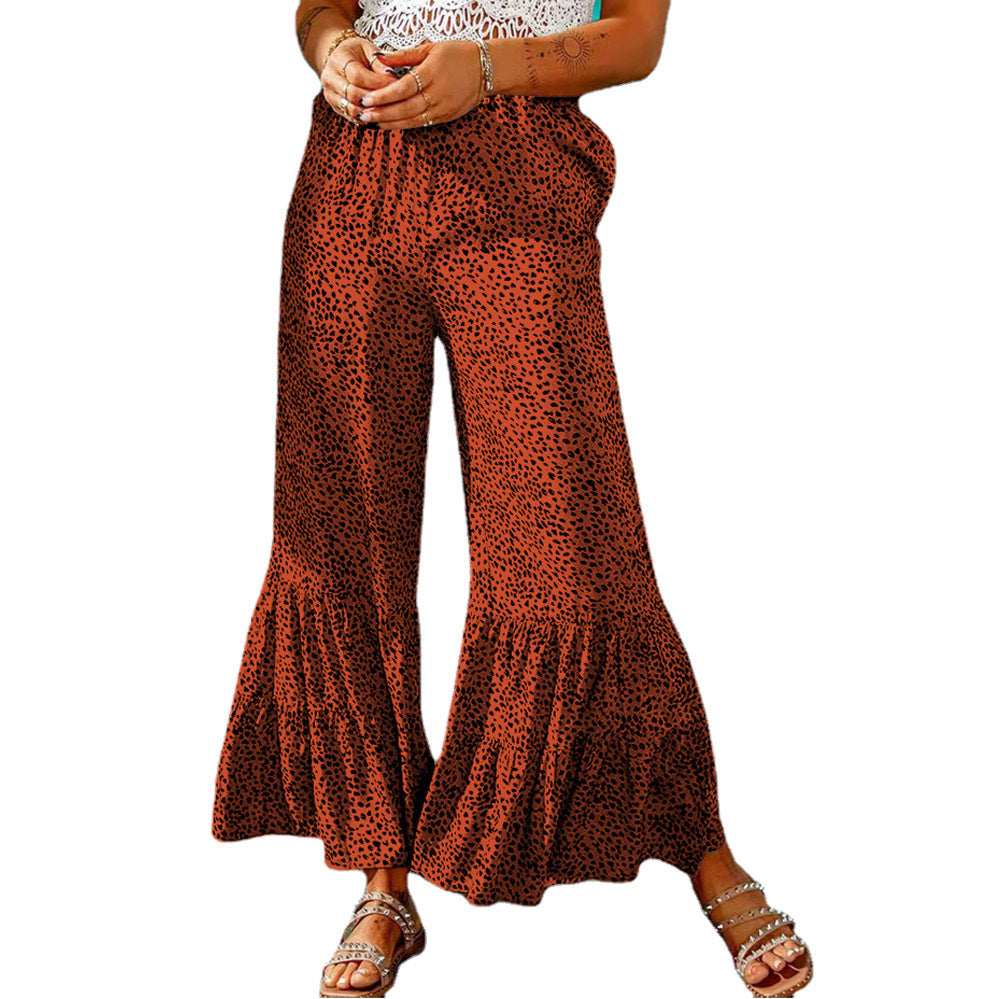 Damen Weite Palazzo-Hose mit voluminösem Saum und elastischem Bund EB