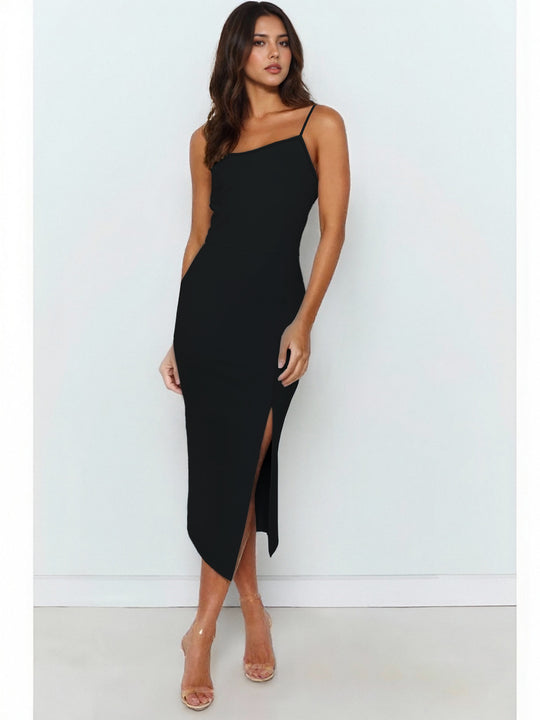 Damen ärmelloses Midi-Kleid mit elegantem Schlitz EB