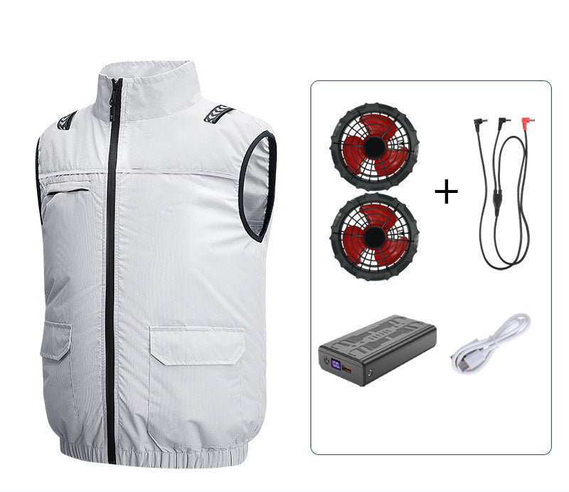 Unisex nan leichte kühlende Arbeitsweste mit integrierten Ventilatoren und externem Akku EB