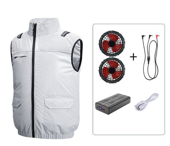 Unisex nan leichte kühlende Arbeitsweste mit integrierten Ventilatoren und externem Akku EB