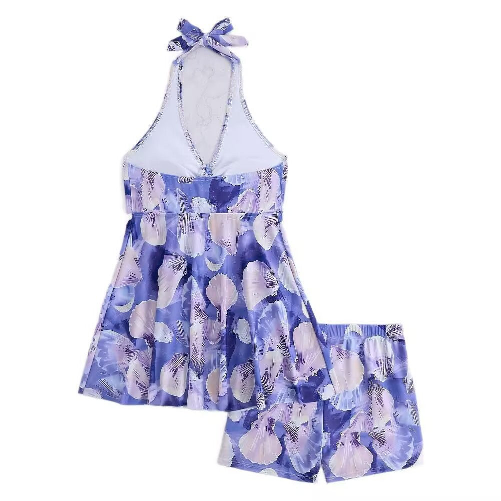 Damen Tankini-Set mit romantischem floralen Design und verstellbarem Oberteil EB