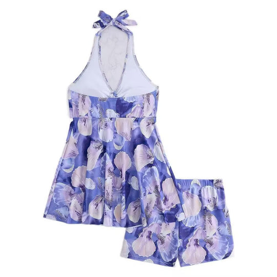 Damen Tankini-Set mit romantischem floralen Design und verstellbarem Oberteil EB