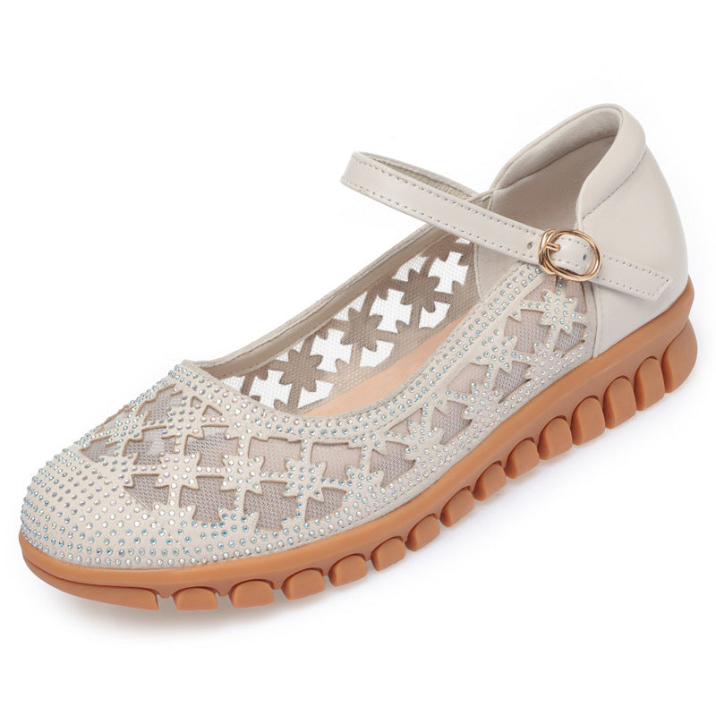 Damen Ballerinas mit verstellbarem Riemen und funkelnden Strassdetails EB