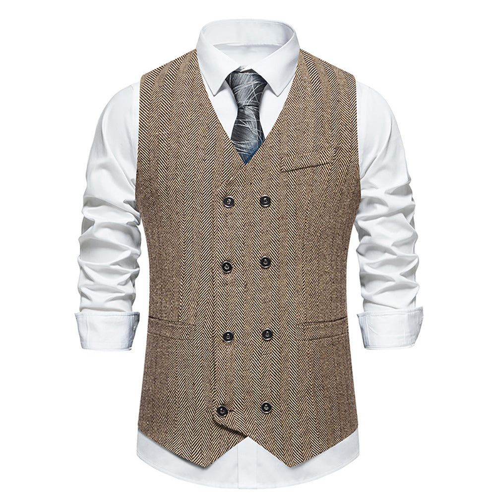 Herren elegante Doppelreiher-Weste im strukturierten Design EB