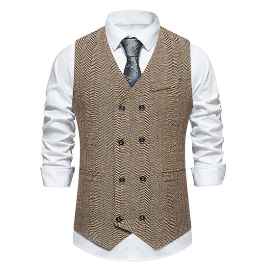 Herren elegante Doppelreiher-Weste im strukturierten Design EB