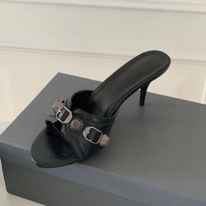Damen elegante Plateau-Mules mit modischen Schnallen EB