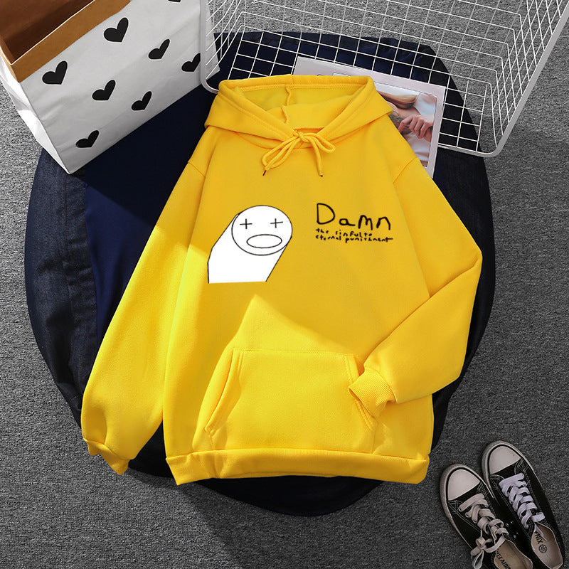 Damen nan Kapuzenpullover mit minimalistischer Grafik, lockerer Oversize-Passform und Kängurutasche EB