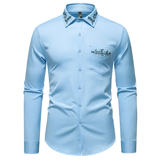 Herren Elegantes Hemd mit floralem Design und dezentem Stehkragen EB