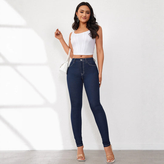 Damen Hochtaillierte Slim-Fit Jeans mit bequemer Stretch-Qualität EB