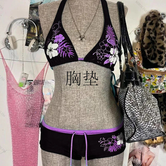 Damen-Bikini-Set mit floralem Design und verstellbaren Trägern EB