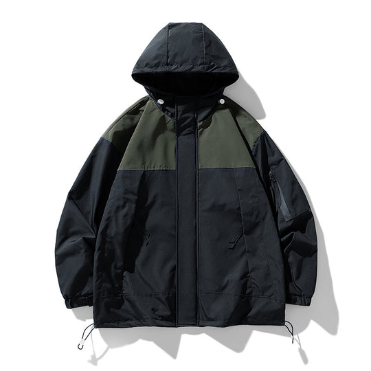 Herren funktionale Wetterjacke mit innovativem Kapuzen-Design und atmungsaktiven Einsätzen EB