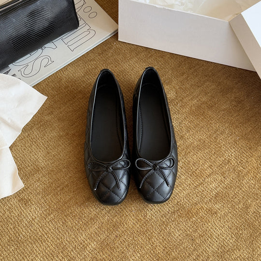 Damen Bequeme Ballerinas mit hochwertiger Stepp-Optik und dekorativer Schleife EB