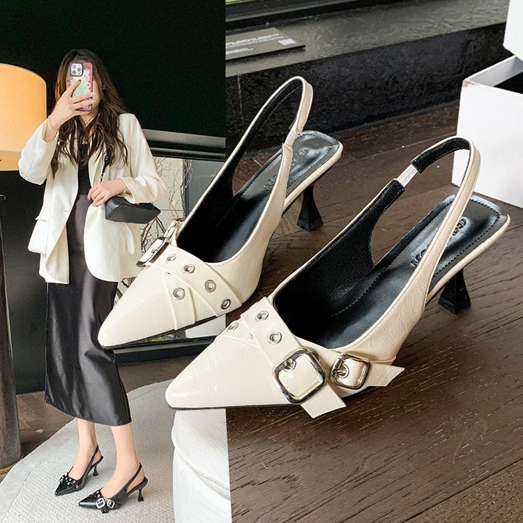 Damen Slingback-Pumps mit quadratischem Absatz und Schnallenakzent EB