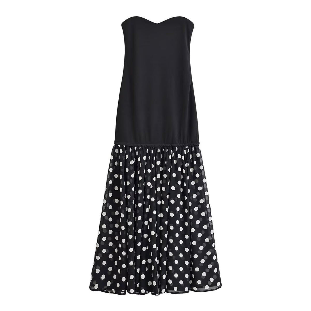 Damen Maxikleid mit schwingendem Rock und herzförmigem Ausschnitt EB