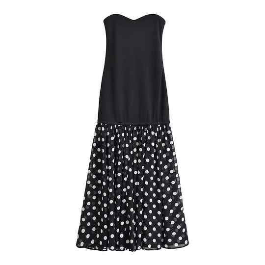 Damen Maxikleid mit schwingendem Rock und herzförmigem Ausschnitt EB