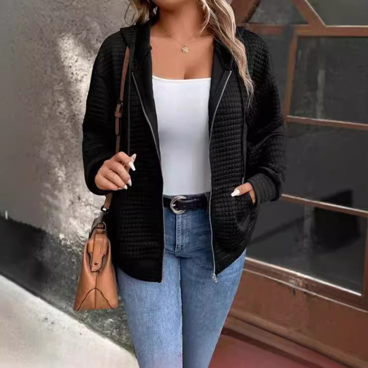 Damen Gefütterte Zip-Jacke mit Kängurutasche EB