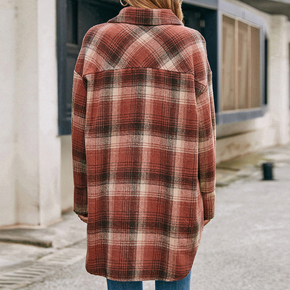 Damen Wollmantel im tartan Design EB