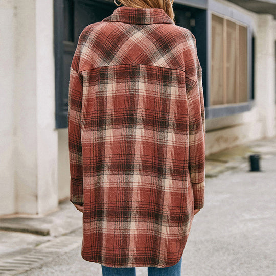 Damen Wollmantel im tartan Design EB