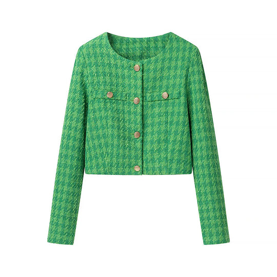 Damen modische kurz geschnittene Blazerjacke mit eleganten Knopfdetails EB