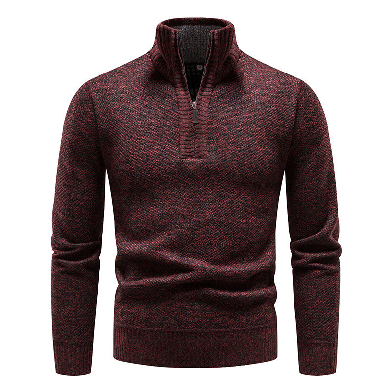 Herren eleganter Strickpullover mit modernem Stehkragen und Reißverschluss EB