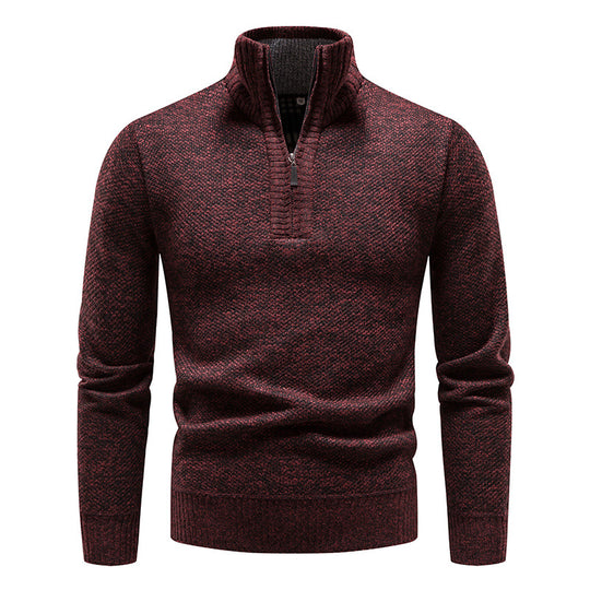 Herren eleganter Strickpullover mit modernem Stehkragen und Reißverschluss EB