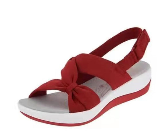 Damen Wedge-Sandalen mit dekorativem Schleifen-Design und rutschfester Sohle EB