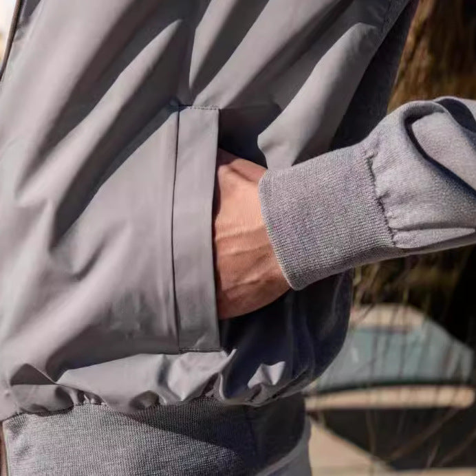 Herren stylische Freizeitjacke mit hohem Kragen und praktischen Taschen EB