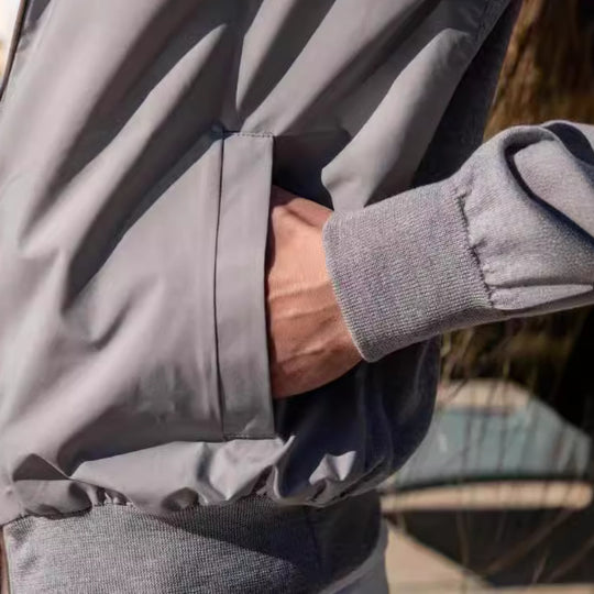 Herren stylische Freizeitjacke mit hohem Kragen und praktischen Taschen EB