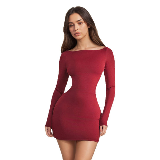 Damen nan figurbetontes Cut-Out-Minikleid mit taillierten Seiten und langen Ärmeln EB