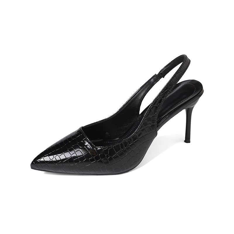 Damen Elegante Slingback-Pumps mit klassischem Krokodil-Design und hochflachem Absatz EB
