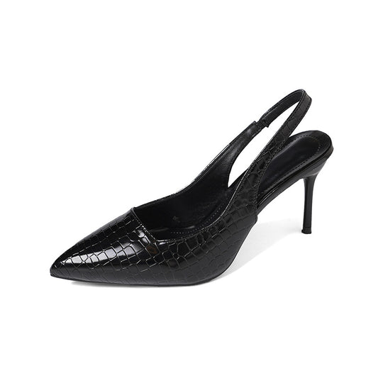 Damen Elegante Slingback-Pumps mit klassischem Krokodil-Design und hochflachem Absatz EB