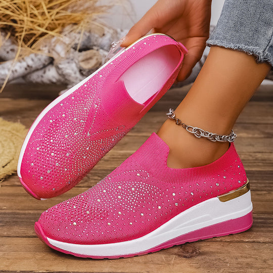 Damen Sneakers mit funkelnden Akzenten und elastischem Strickoberteil EB