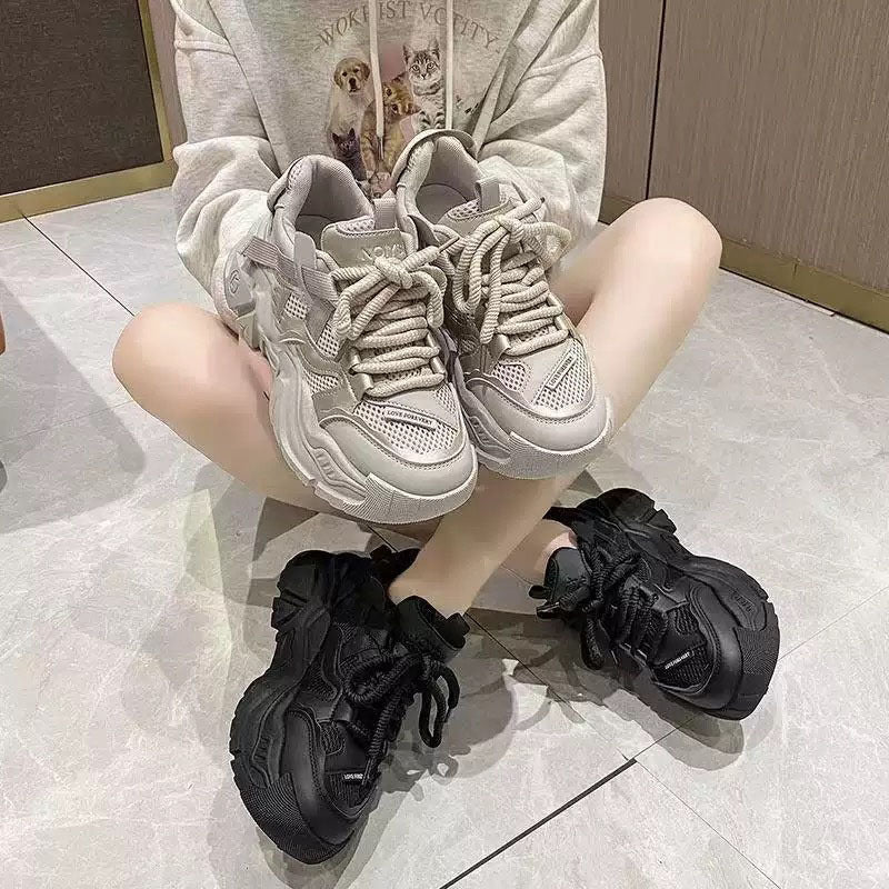 Damen Trendige Chunky Sneakers mit dämpfender Sohle und atmungsaktiver Netzoberfläche EB