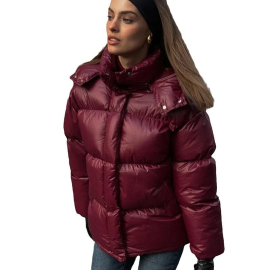 Damen Kuschelige Daunenjacke mit Kapuze und elegantem Schnitt EB