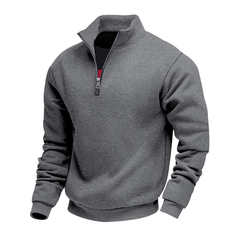 Herren leichter Fleecepullover mit Stehkragen und halblangem Reißverschluss EB