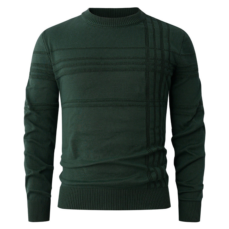 Herren nan Feinstrick-Pullover Rundhals mit geprägter Streifenstruktur und schmaler Silhouette EB