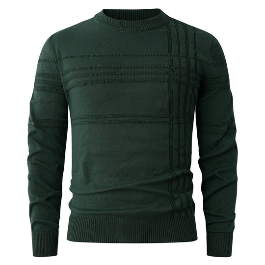 Herren nan Feinstrick-Pullover Rundhals mit geprägter Streifenstruktur und schmaler Silhouette EB