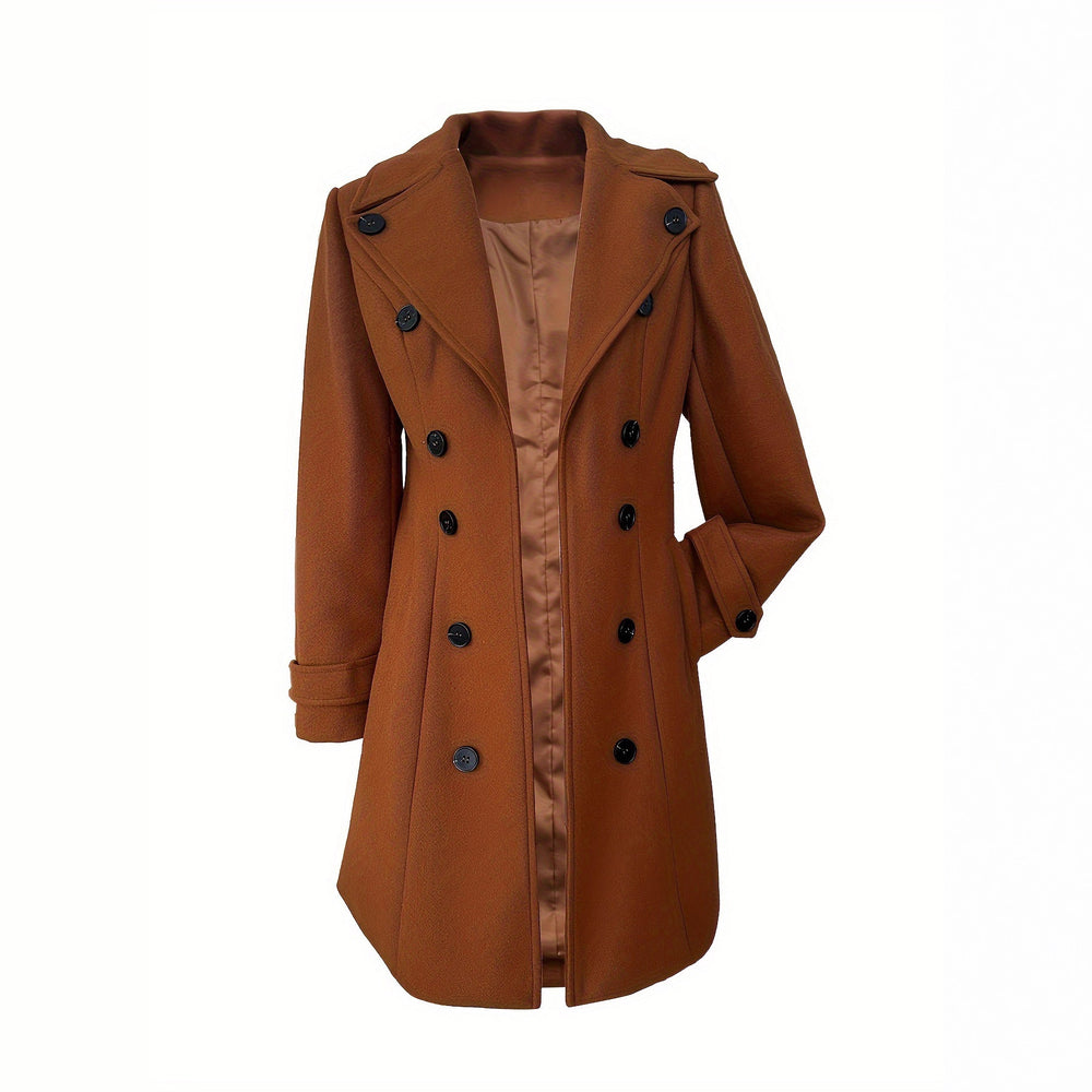 Damen Eleganter Trenchcoat mit doppelter Knopfleiste und hohem Kragen EB