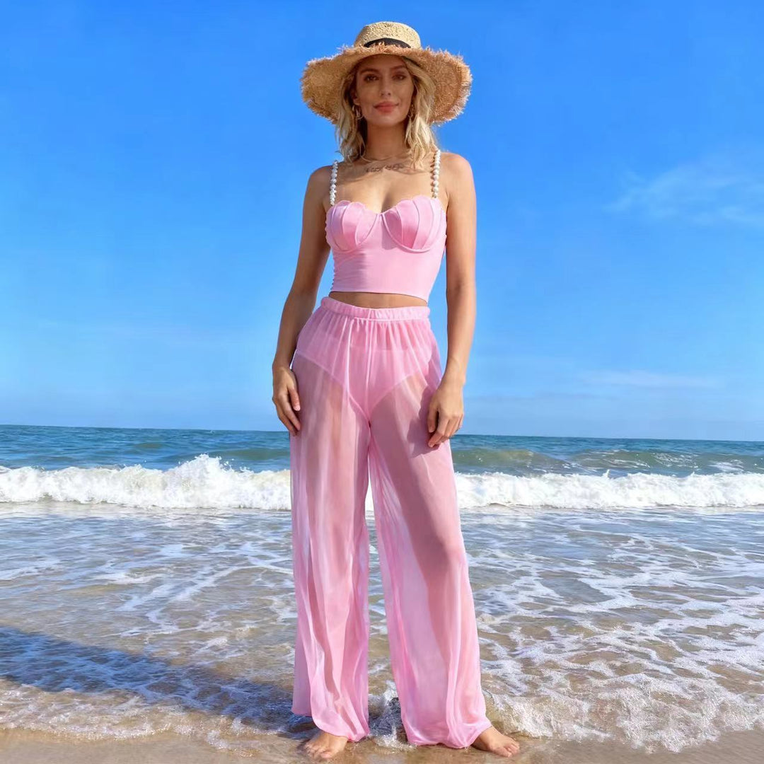 Damen Palazzohose mit eleganten transparenten Akzenten EB