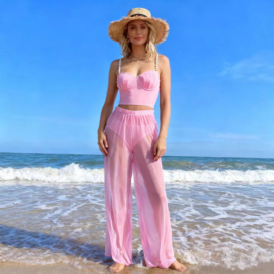 Damen Palazzohose mit eleganten transparenten Akzenten EB