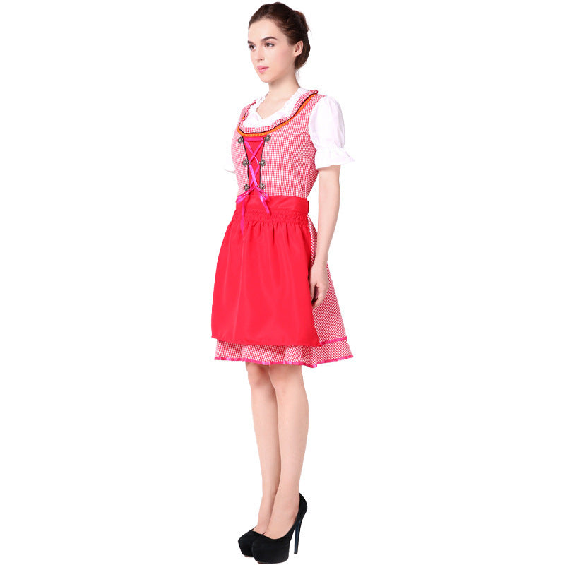 Damen nan Trachtenkleid im Vintage-Stil mit elastischem Bund verstellbarer Schnürung und schmeichelndem Tellerrock EB