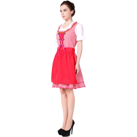 Damen nan Trachtenkleid im Vintage-Stil mit elastischem Bund verstellbarer Schnürung und schmeichelndem Tellerrock EB