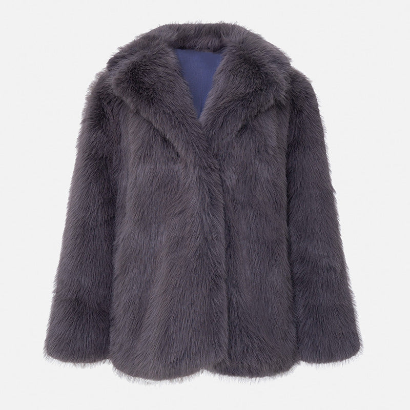 Damen Flauschige Kunstpelzjacke mit weiter Silhouette EB