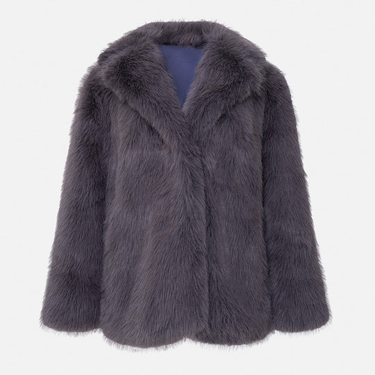 Damen Flauschige Kunstpelzjacke mit weiter Silhouette EB