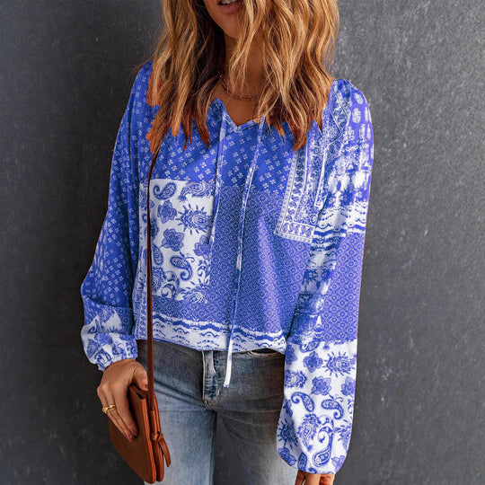 Damen lässiger Kapuzenpullover mit trendigem Paisleymuster EB