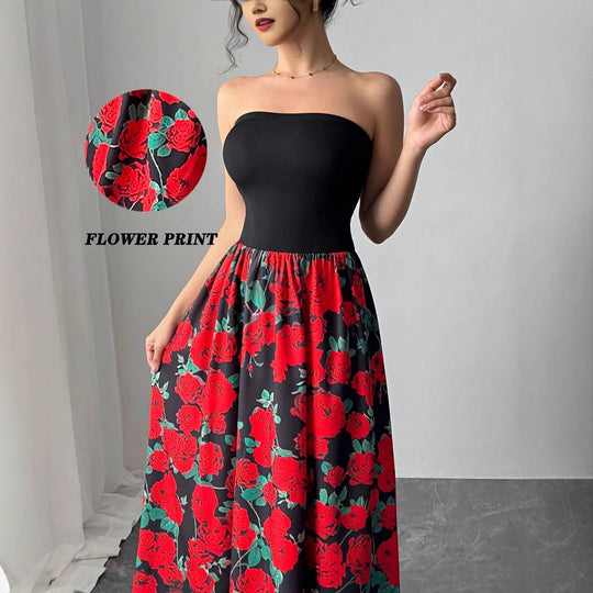 Damen Maxikleid im luxuriösen Blumenmuster EB