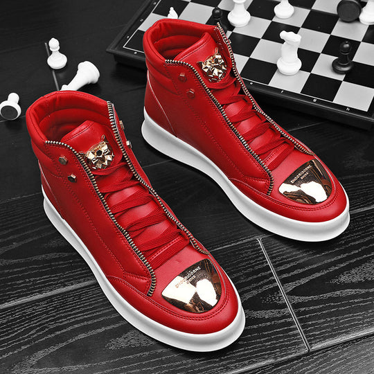 Damen High-Top Sneakers mit goldenen Details und Reißverschluss von EB