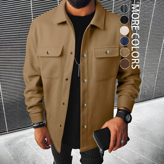 Herren nan Hemdenjacke aus Wollmix mit Druckknöpfen und Pattentaschen EB