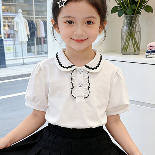Mädchen modische Bluse mit Rüschendetails EB